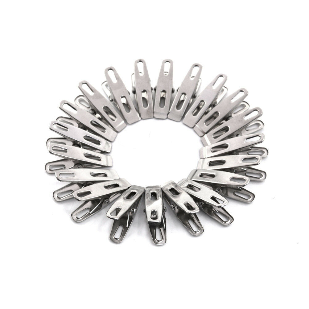 20Pcs Stainless Steel Clothes Pegs Hanging Pins Clips Laundry Metal Clamp.l8