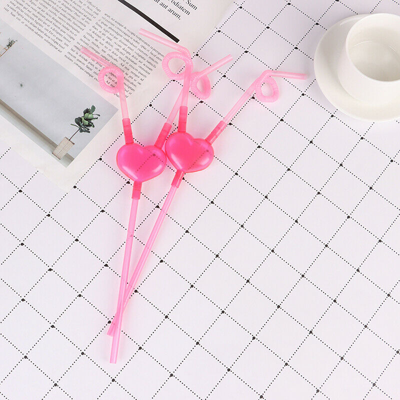 Love Heart Double Straw Unique Flexible Drinking Tube Straws Bar Accessor.l8