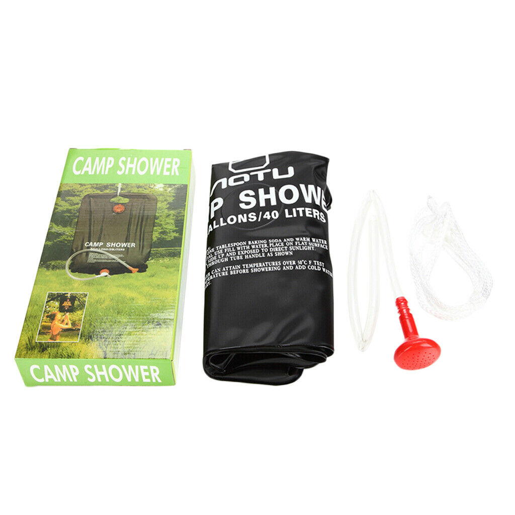 40L Camp Shower Water Bag Outdoor Solar Heated Bathing Portable Hose