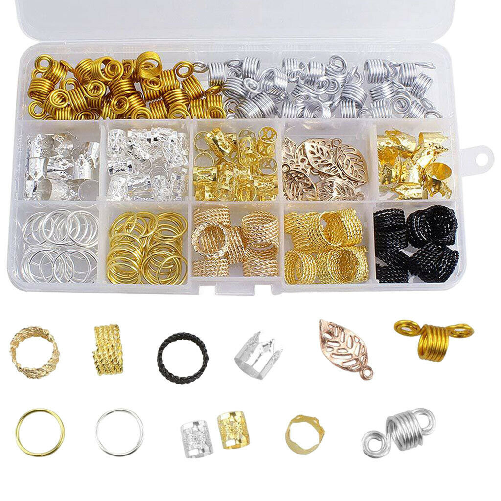 200 Pieces Metal Hair Jewelry Rings Decorations Pendants Hair Coil Dreadlocks