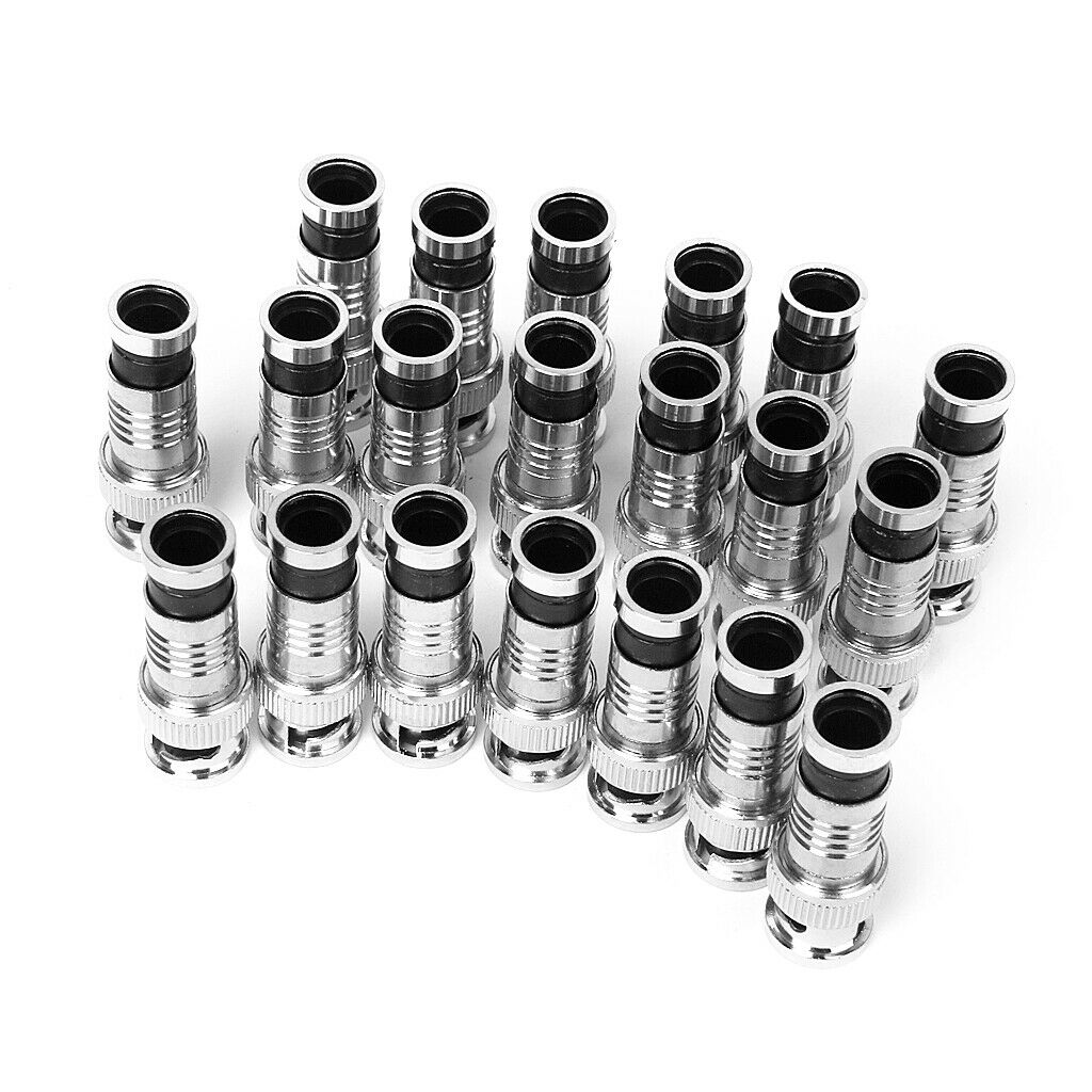 20x BNC Compression Connector RG59/RG60  Coax Coaxial Cable Adapter Male