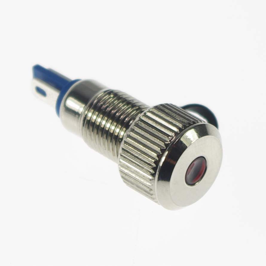 2PCS 8mm OD 6V Red Metal Indicator LED Signal Light Water Proof IP67