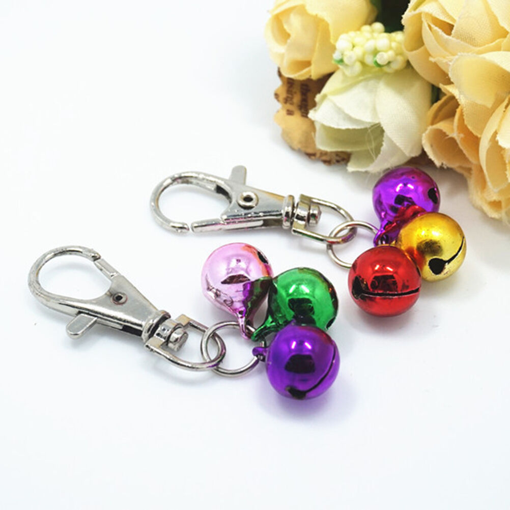 2x Metallic Pet Dog Cat Puppy Charms Jingle Bells with Clips for Necklac.l8