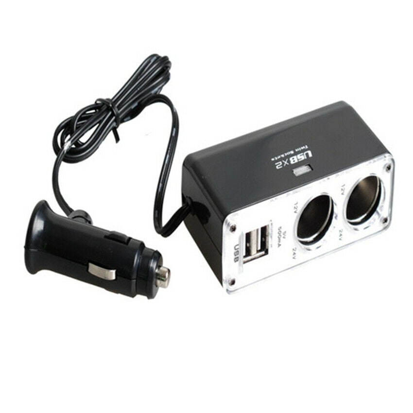 12V Car  Lighter Socket Splitter Dual USB Charger Power Outlet