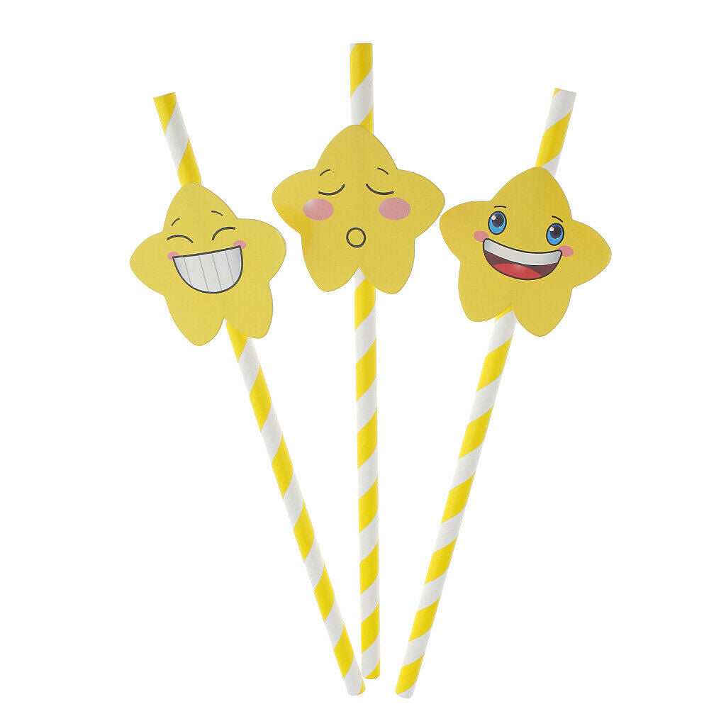 30pcs Funny Stripe Paper Star Drinking Straws for Party Baby Shower Decor