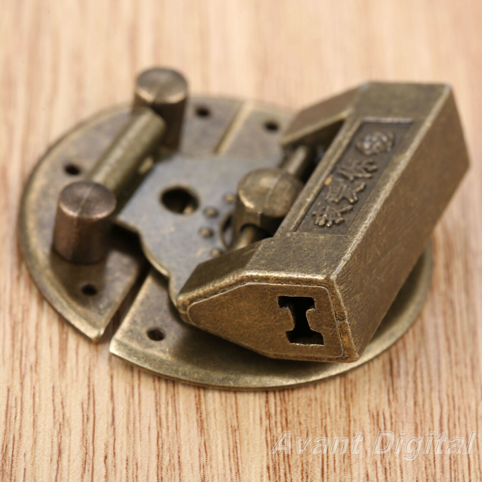 1Set Retro Bronze Lock Latch Buckle Clasp Chinese Old Style Jewelry Box Padlock