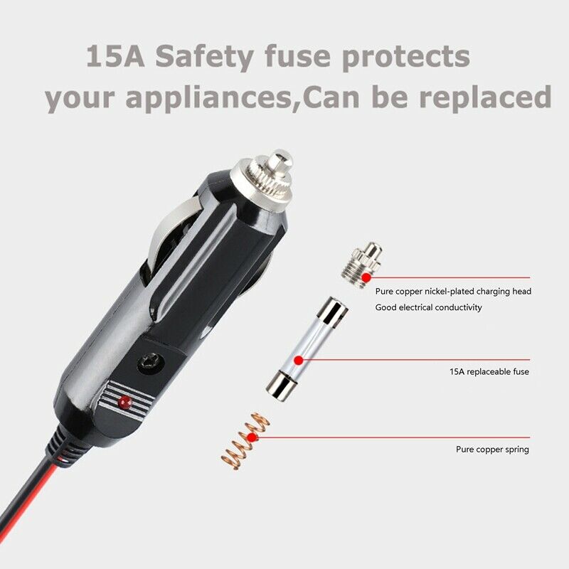 12V 24V 15A Heavy Duty Car Lighter Socket Male Female Extension Cord Power SupA4