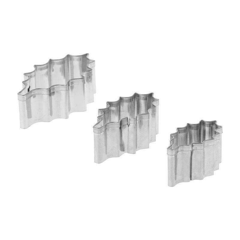 3pcs Stainless Steel Holly Leaf Cookie Cutter Christmas Biscuit Mould Mold DIY