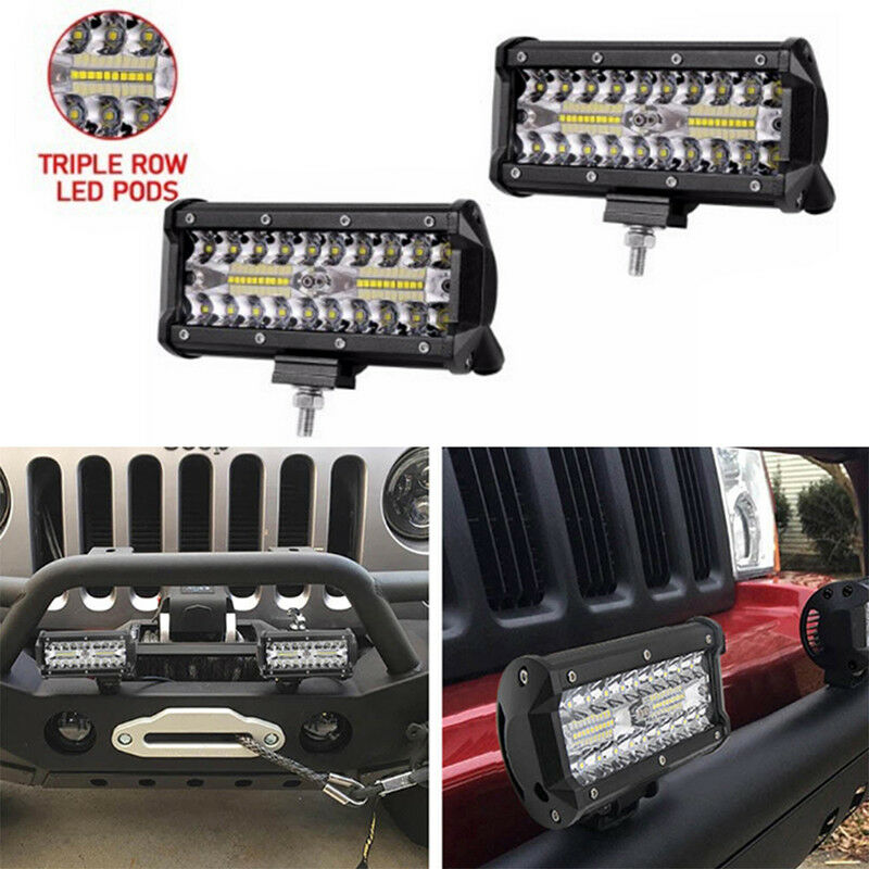 7inch 120W 40LED Work Light Bar Flood Spot Beam Offroad SUV Driving Fog Light BD