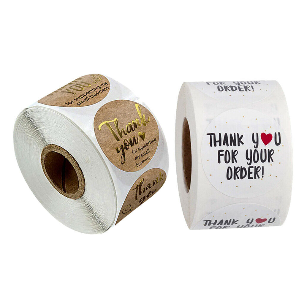 1000Pcs Handmade THANK YOU FOR YOUR ORDER Stickers Round Paper Labels DIY 1"