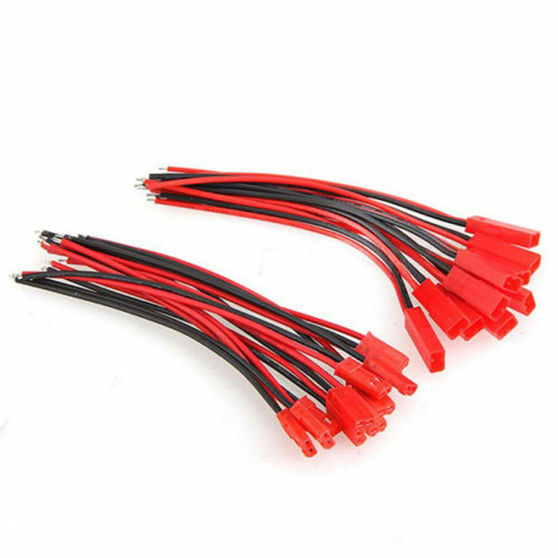 10 Pair 100mm JST Connector Plug Cable Line Male+Female for RC BEC Lipo Battery.