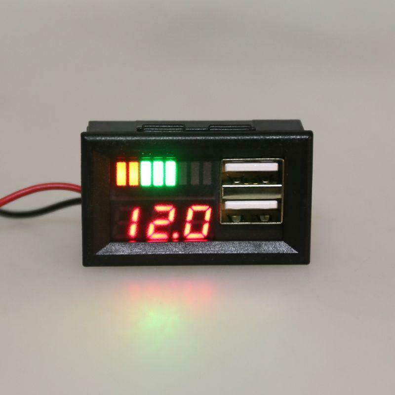 12V Digital Motorcycle Voltmeter Voltage Battery Panel Meter w USB 5V Output