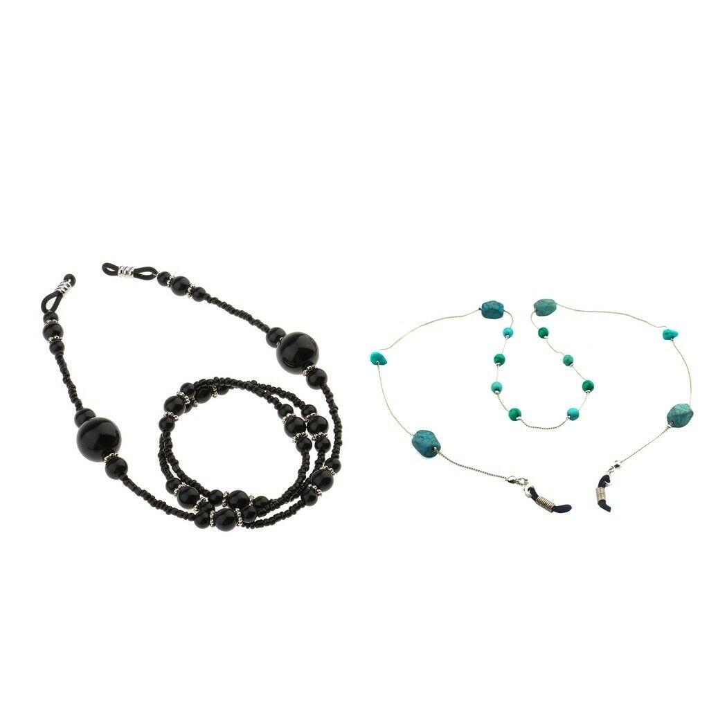 2xBeaded Sunglasses Chain Spectacles Lanyard Anti Slip Eyeglass Necklace