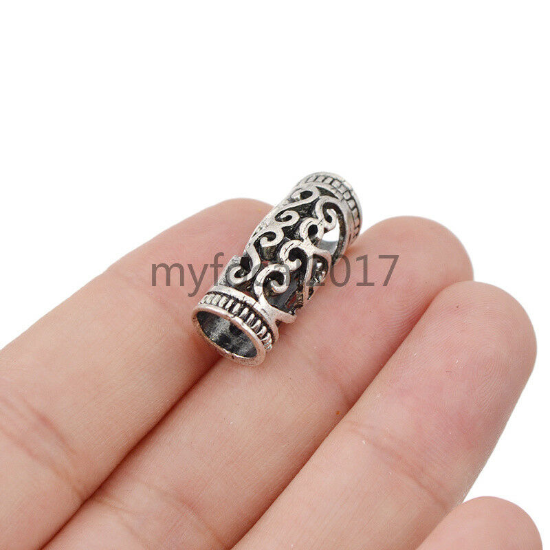 10pcs Sliver Hair Braiding Dread Dreadlock Beads Cuff Clip Metal Hollow out