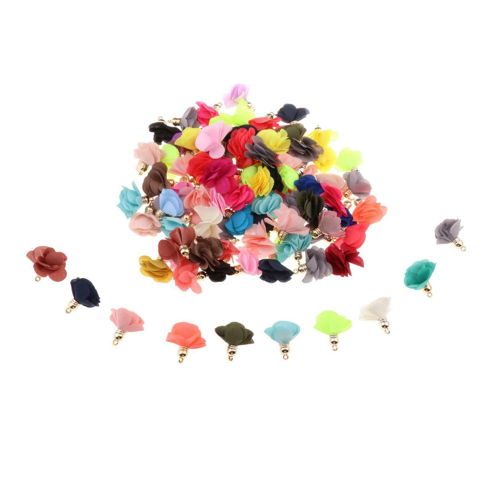 100Pcs Fashion 30mm Petal Flower Tassel For Keychain Cellphone Straps Charms
