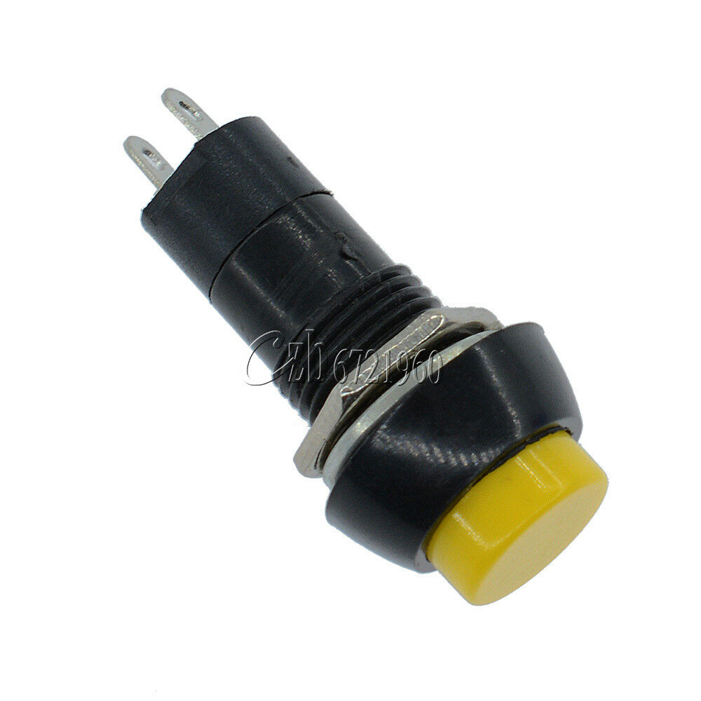 5PCS 12mm 3A 250V Yellow Push Button Switch PBS-11B No Self-Lock ON/OFF Lock