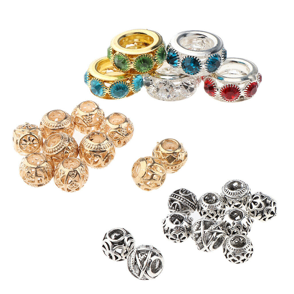 25 Count Assorted Styles Alloy Spacer Beads Dreadlocks Metal Cuffs Braiding