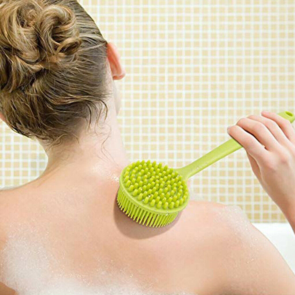 Green Soft Silicone Long Handle Bath Body Brush Exfoliator Exfoliating Tool