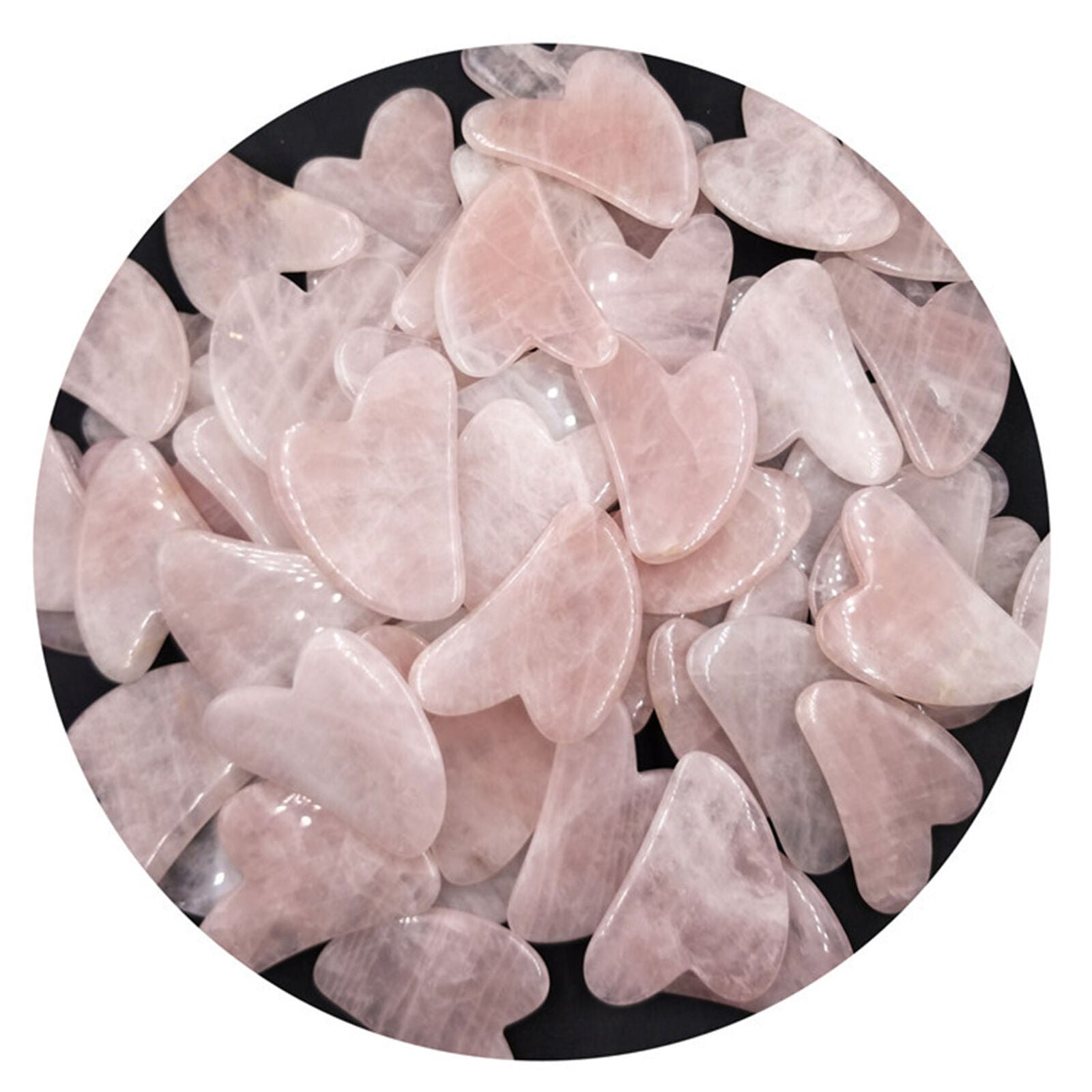 Natural Gua Sha Jade Rose Quartz Stone Face Board Tool Pink Heart Shaped Massage