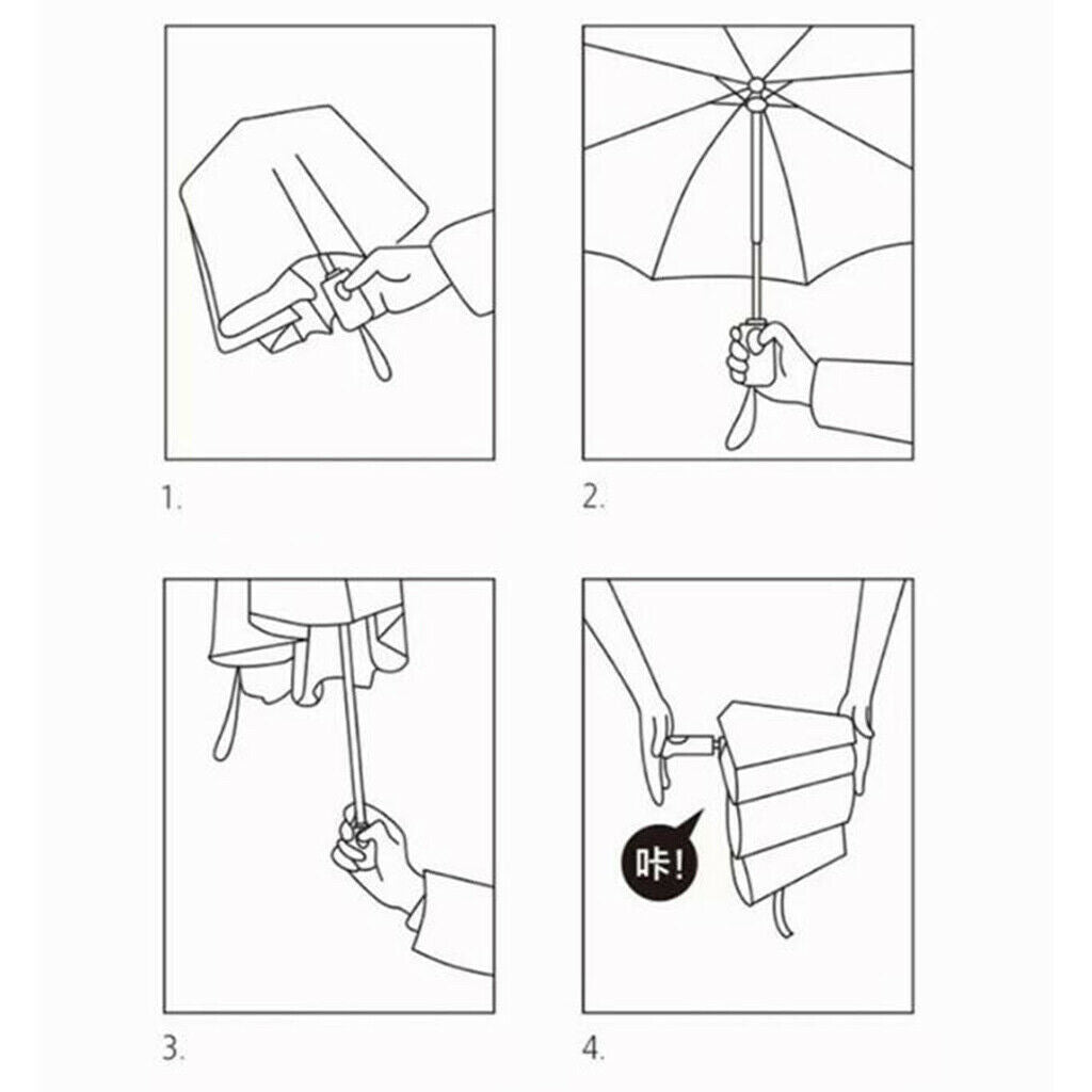 Auto Open&Close 3 Folding Umbrella Travel 8 Rib Foldable Umbrella Parasol