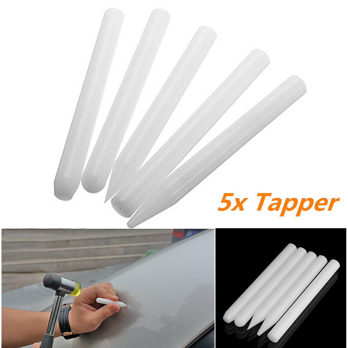 -XNSet of 5 White Nylon Knock Down Tapper Car Body Paintless Dent Repair Tools