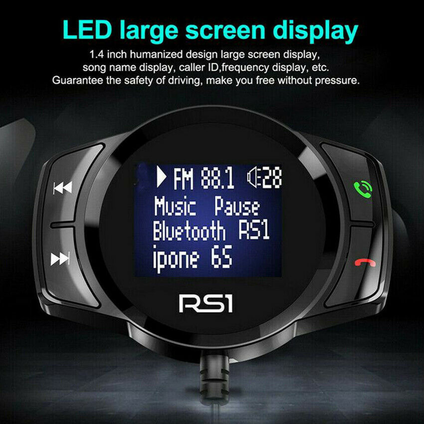 Bluetooth Car Transmitter MP3 Player Radio TF Card Dual USB Charger Handsfree
