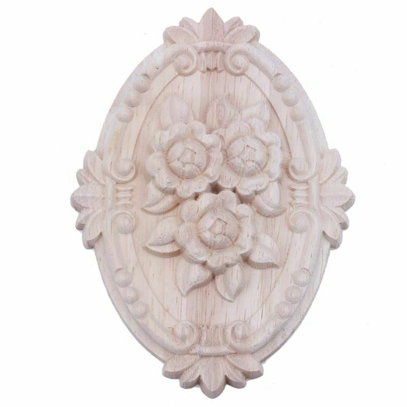 Retro Wood Ornament Applique Carving Ornament for Cabinet Door Furniture DecorD1