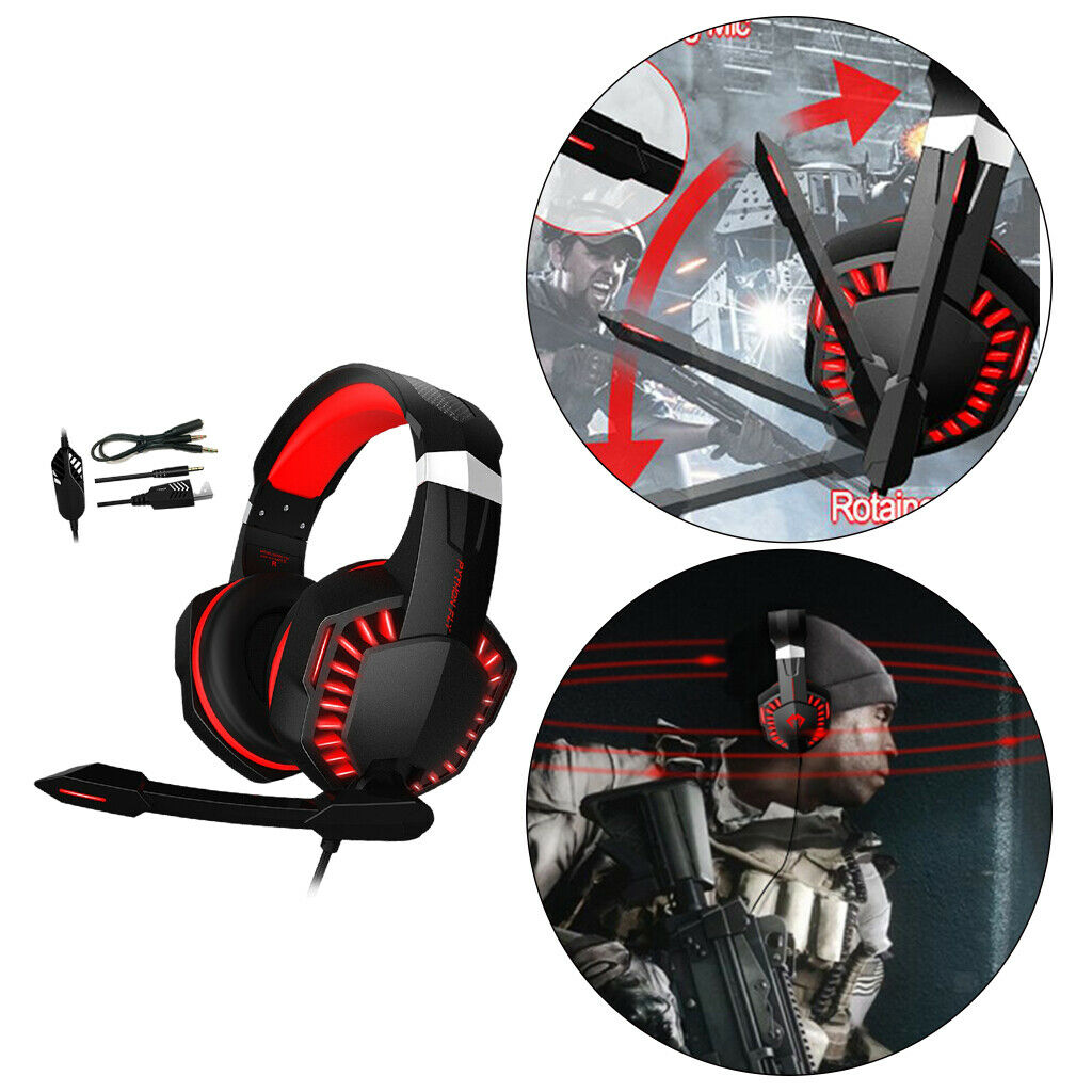 Stereo Surround Sound Gaming Headset Over Ear with Noise Isolation Mic Red