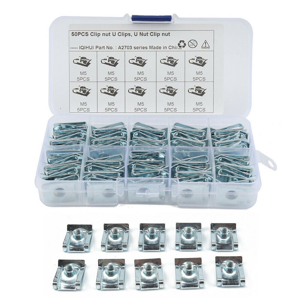 50Pcs M5 Car Spire Clips Lug Nuts Chimney U Nuts Fixings Panel Speed Fasteners