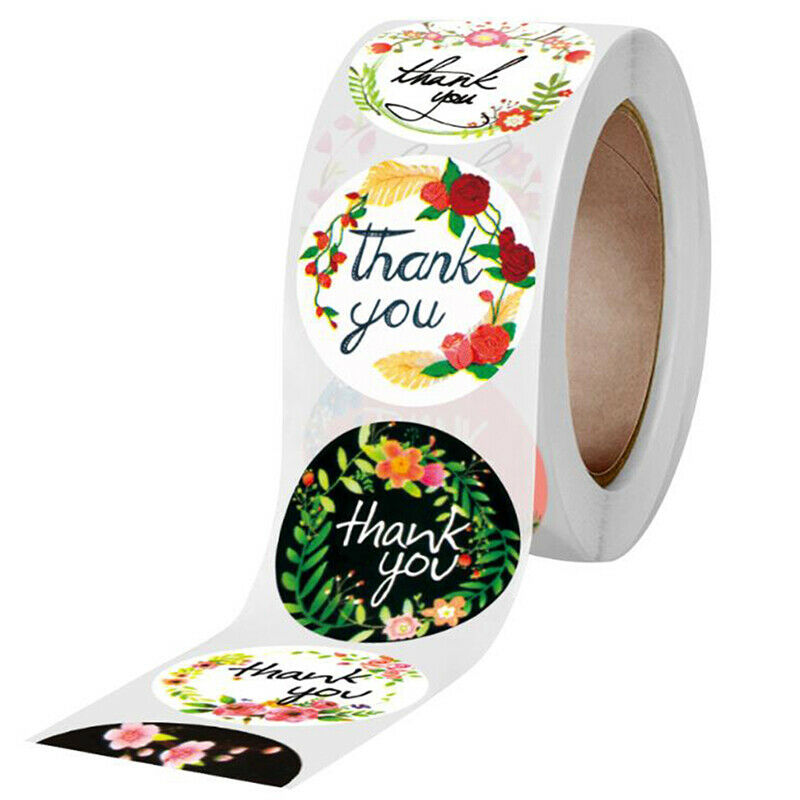 500Pcs / Roll Flowers Thank You Stickers For Seal Labels Gift Packaging S.l8