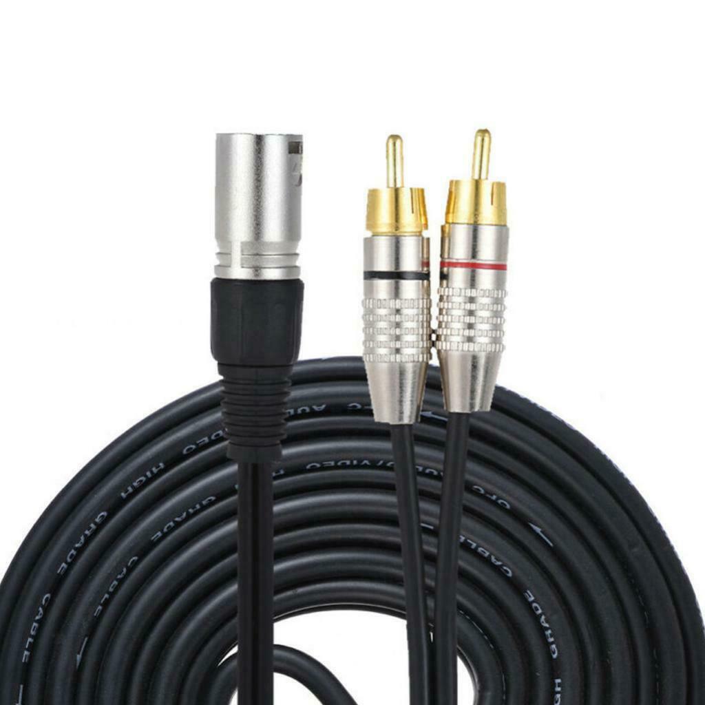 Pair Dual RCA Male to XLR 3-Pin Male Speaker Cable Splitter Adapter Cord