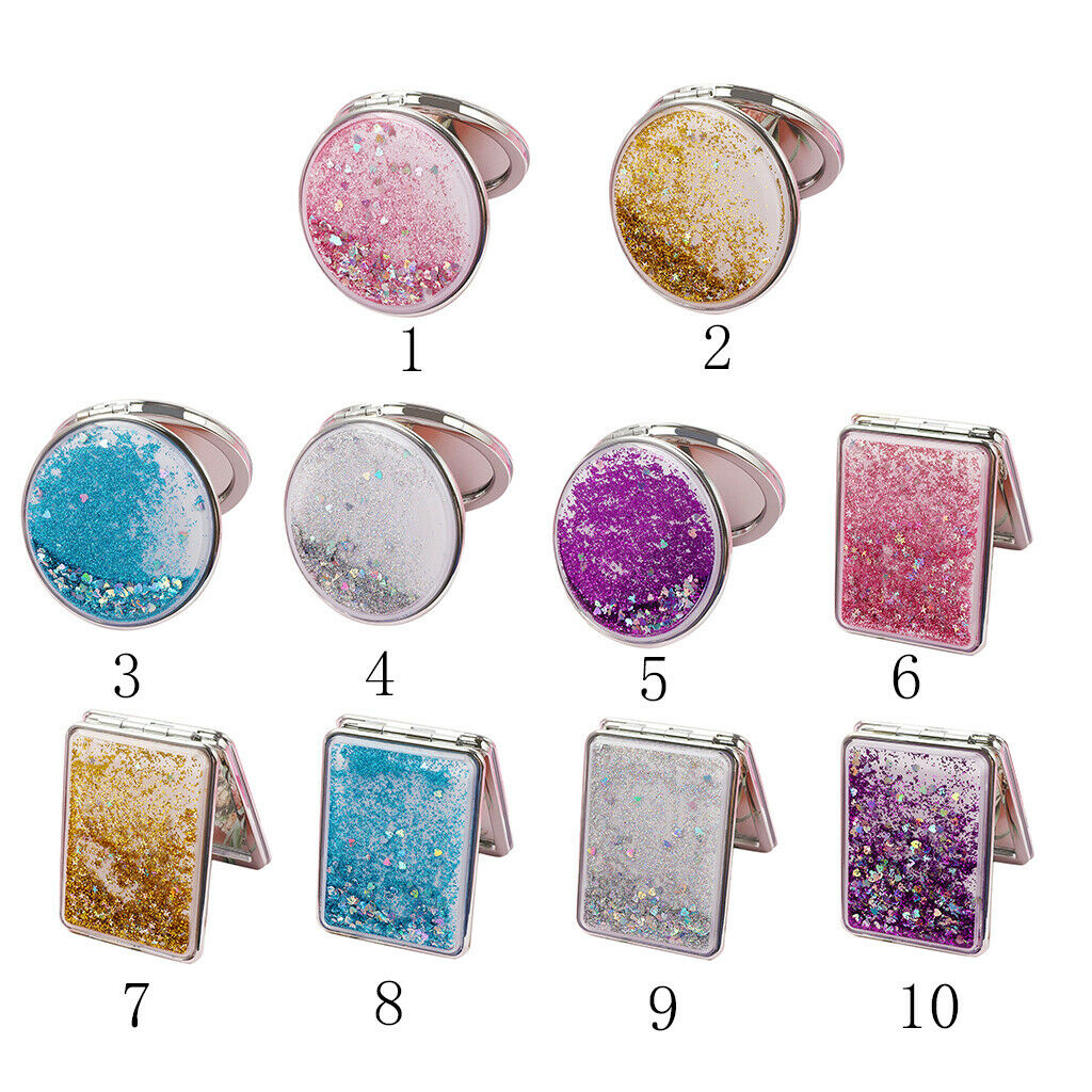 Women Handheld Makeup Mirrors Magnifying Folding Pocket Size Round Mirror