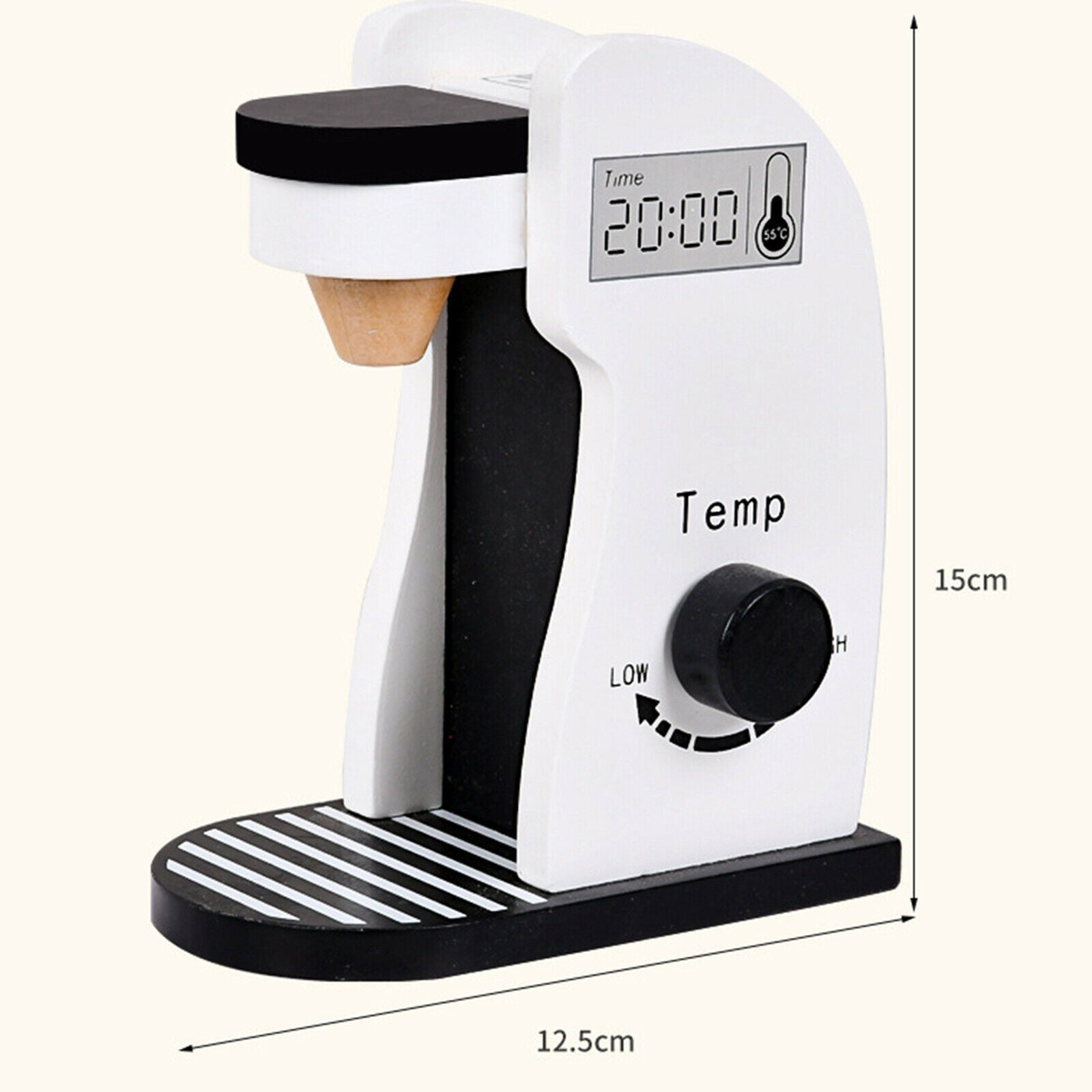 Small Food Wooden Toys Coffee Machine, Cups Milk Bottle Complete Playset for