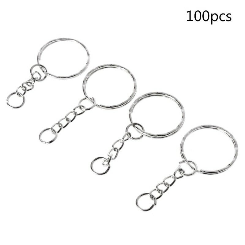 100pcs/set 25mm Keyring Keychain Split Ring Short Chain Key Fob DIY Rings Craft