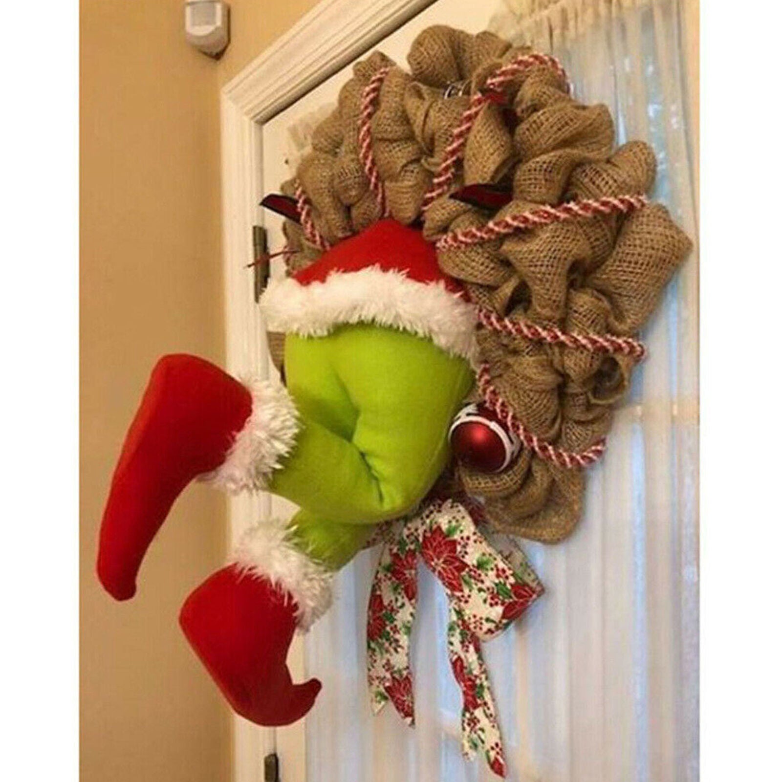 funny Christmas Burlap Wreath The Grinch Stole Christmas Garland Door Decor gift