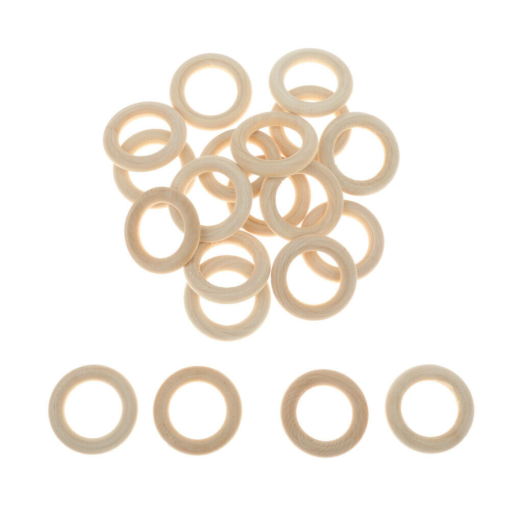 20x Natural Wood Loop Blank Wooden Ring Making Jewelry Finding Kids Gifts