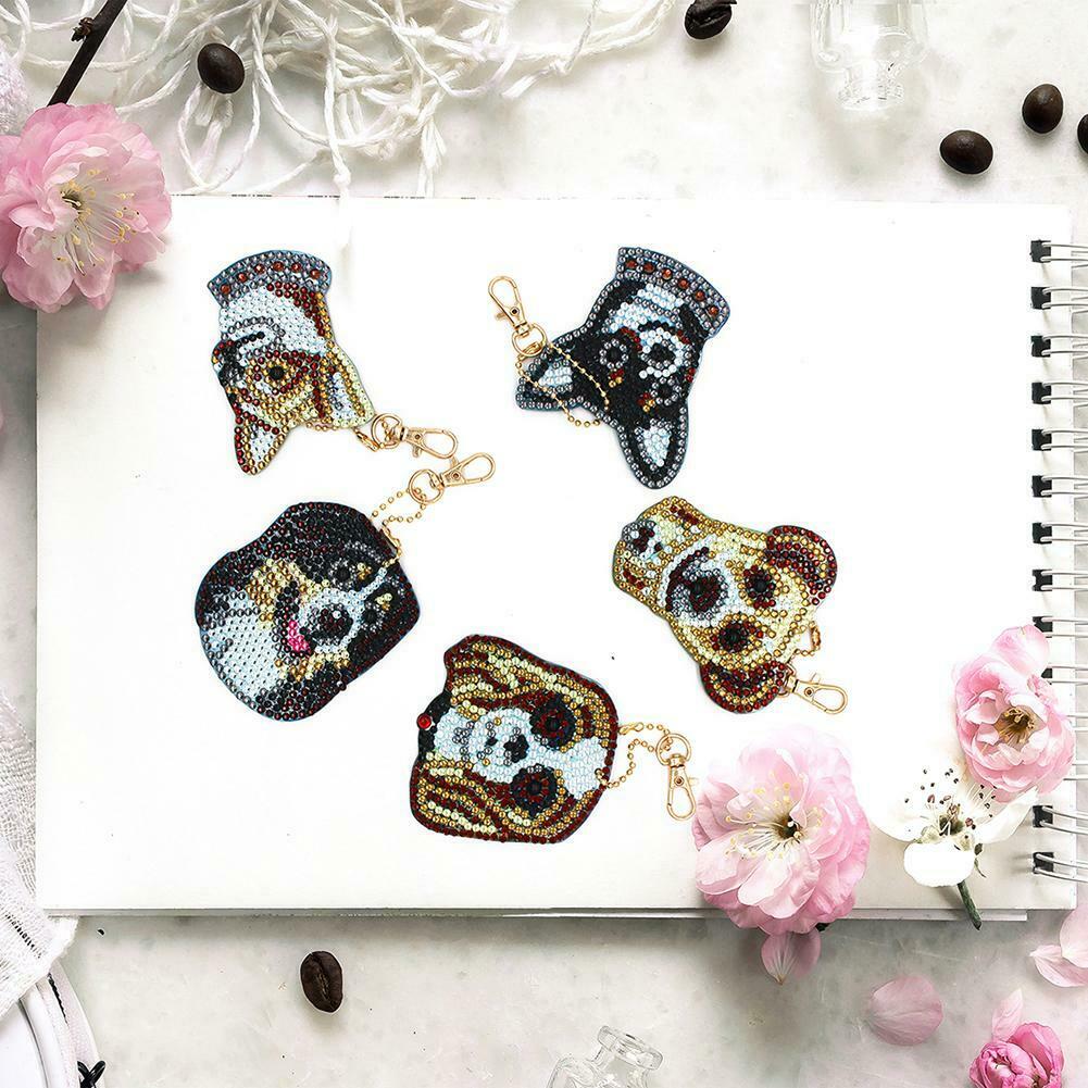 5pcs Dog Shape Key Chain Gift DIY Diamond Painting Special Shape Full Drill @
