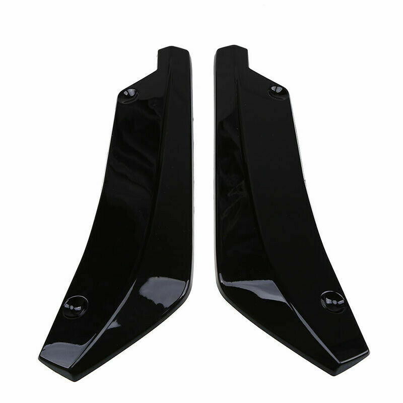 Pair Car Universal Glossy Black Rear Bumper Lip Wrap Angle Diffuser Splitter