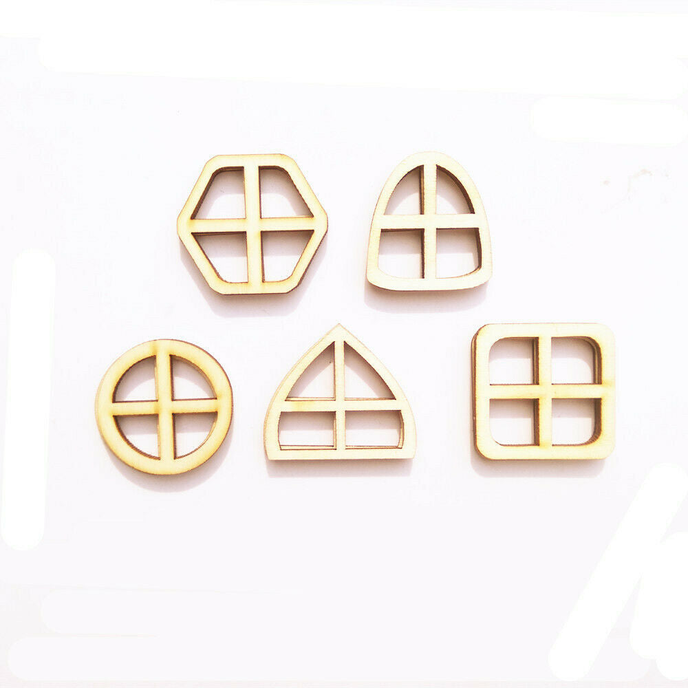 Set of 20pcs Natural Wooden Fairy Windows DIY Craft Scrapbook Decoration