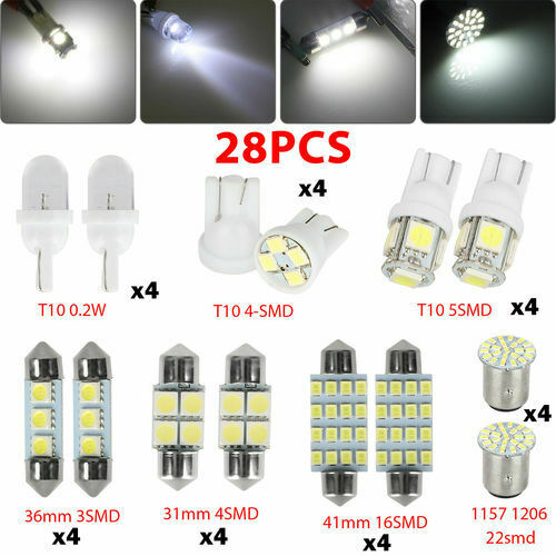 28Pcs Auto Car Interior LED Lights Dome License Plate Mixed Lamp Kit Accessories