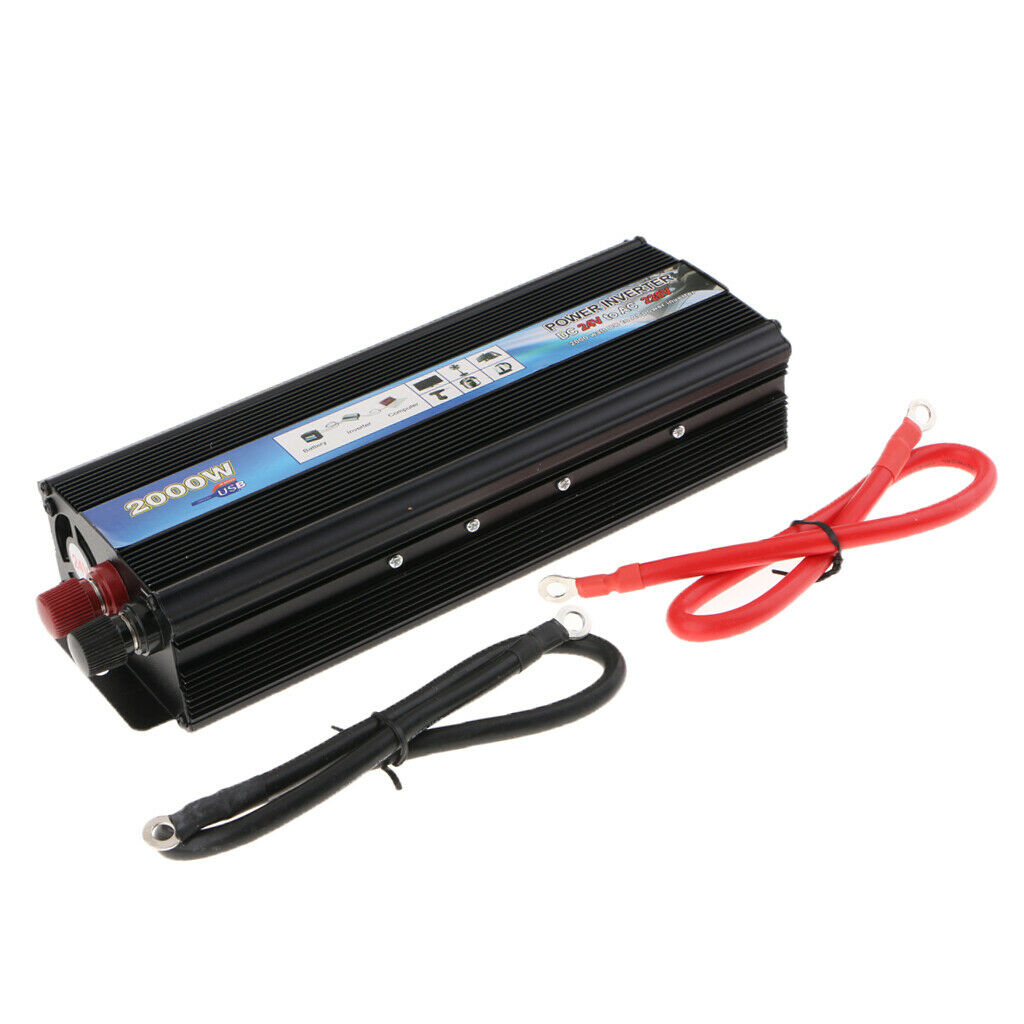 2000W Modified Sine Wave Solar Power Inverter 24V to 220V Converter Black