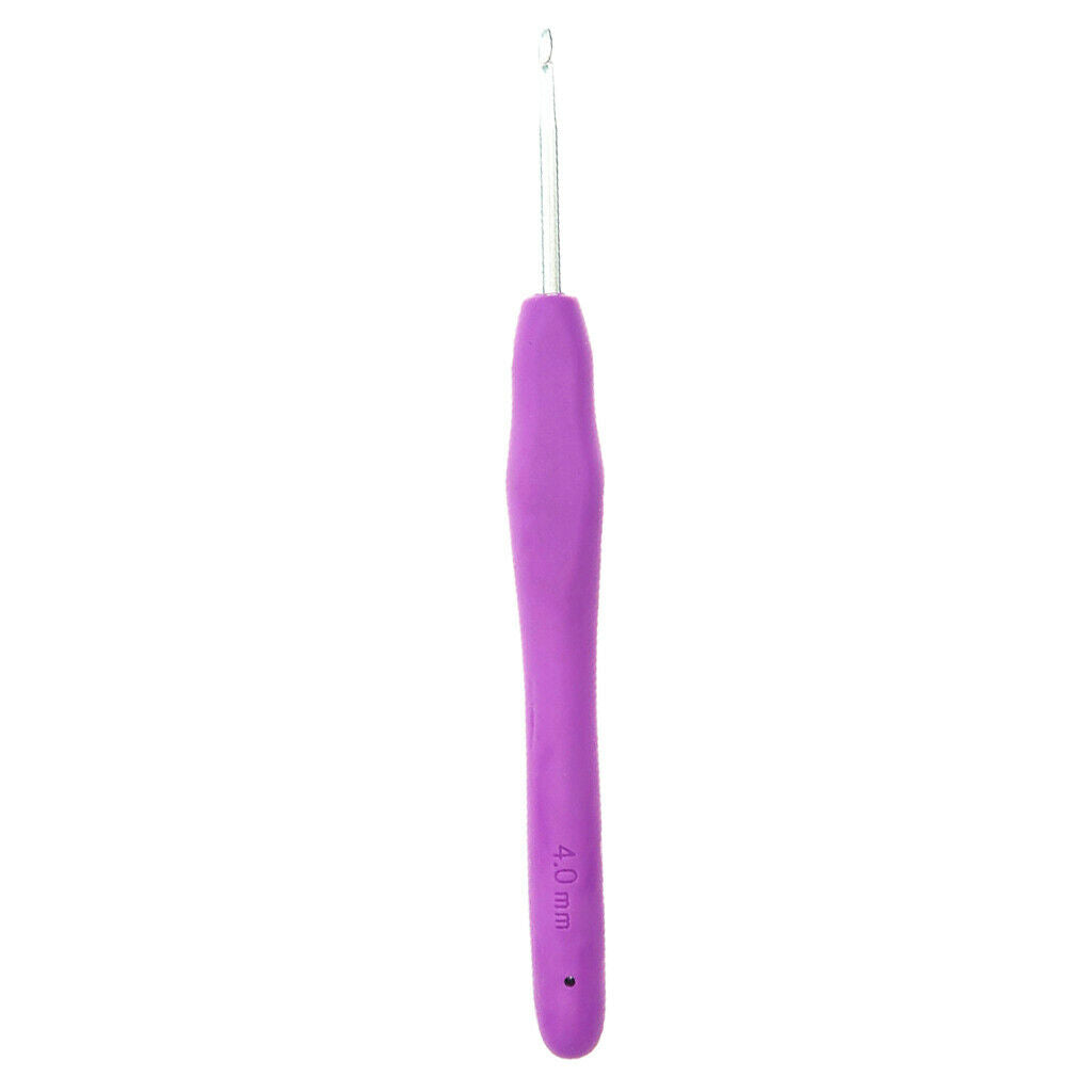 Aluminum Crochet Hook With Soft Grip Knitting Weaving Needles 4.0mm Purple
