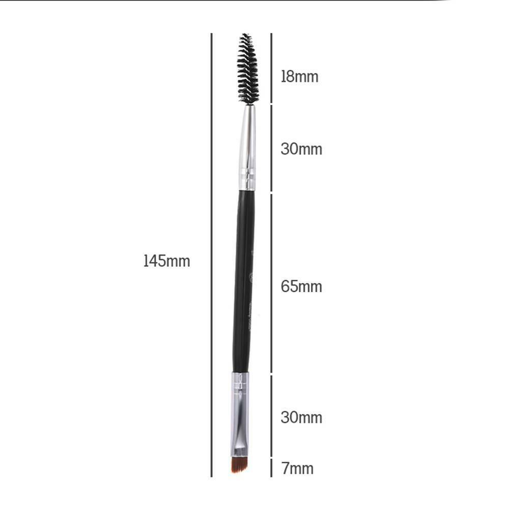 Black Double Ended Eyebrow Makeup Wand Brow Shaping Angled Eyelash Beauty Brush