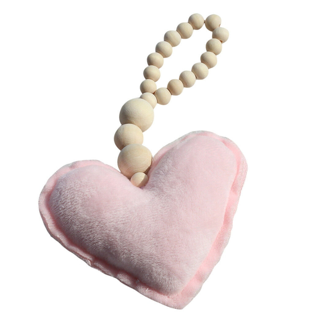 Beaded Pink Heart Pendant Wall Hanging Ornament for Kids Bedroom Decoration