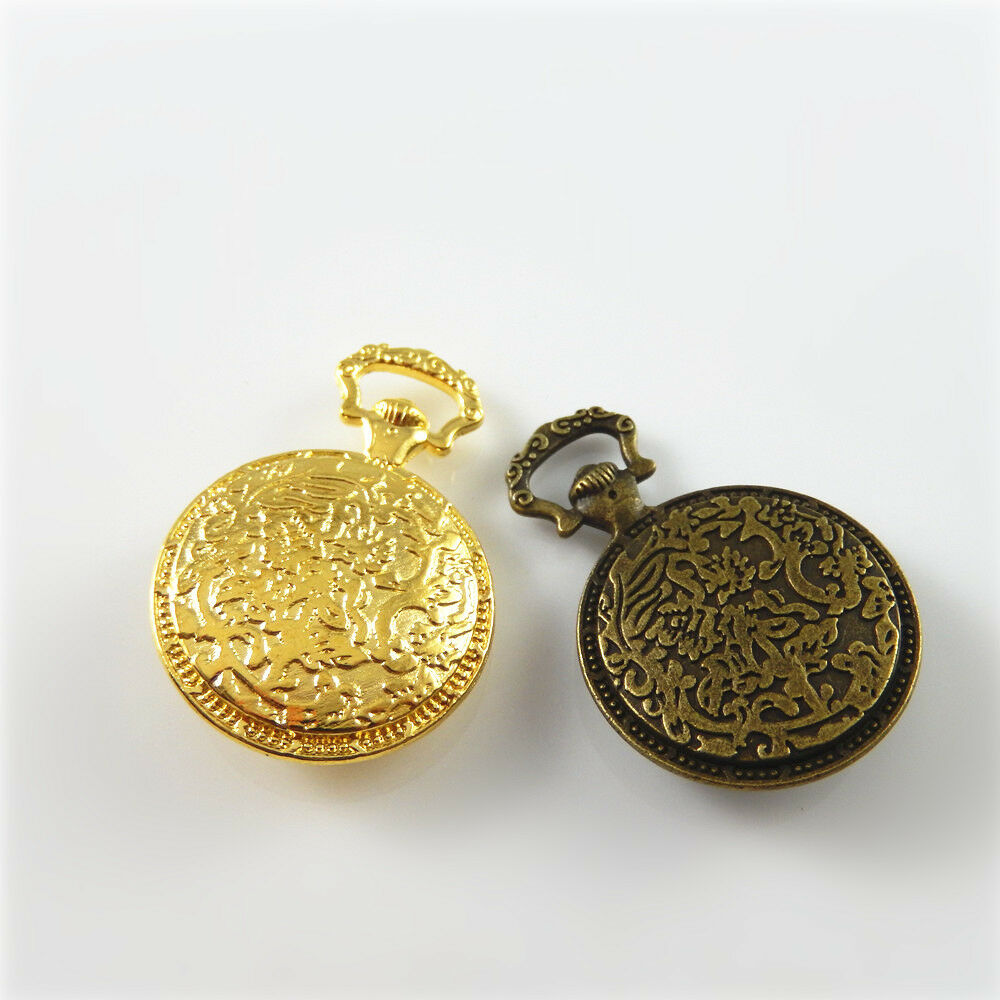 4 sets Assorted Pocket Watch Base Setting with Glass Cabochon Bezel Pendant 20mm
