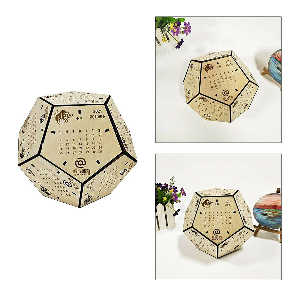 Polyhedron Wooden Blocks Desk Calendar Ornaments for Home ,Office,Classroom.