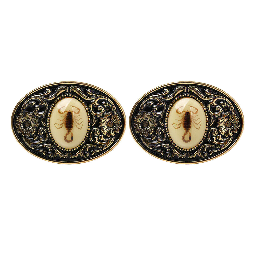 2 Pieces Mens Western Belt Buckle Luminous Stone Scorpion Animal Belt Buckle