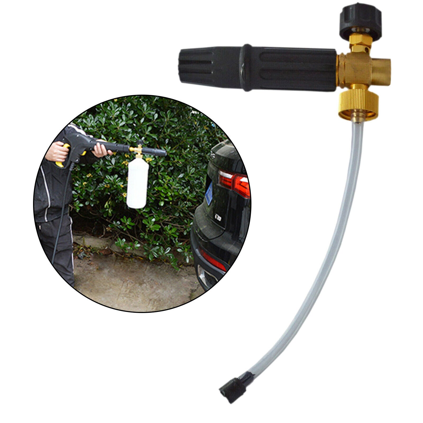 Brass Washer Foam Nozzle with 1/4" Quick Connector Foam Soap Gun Foam Wash