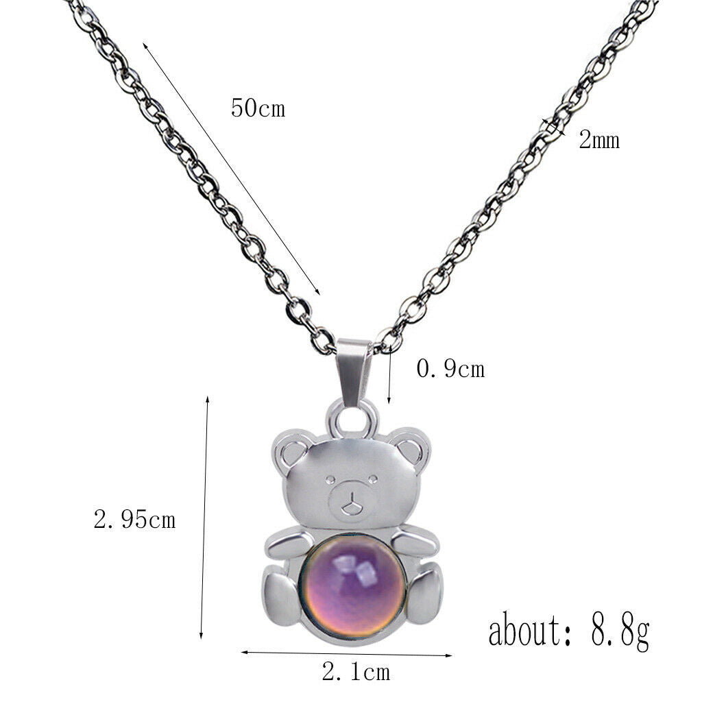 Charm Color-changing Mood Necklace Bear-shaped Pendant Women Banquet Jewelry