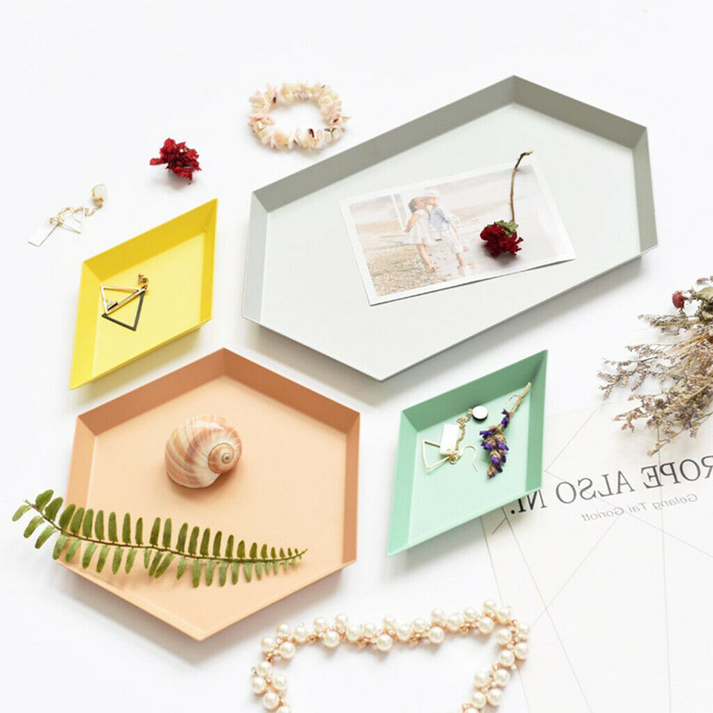 Colorful Polygonal Metal Desktop Combination Storage Tray Plate XS Apricot